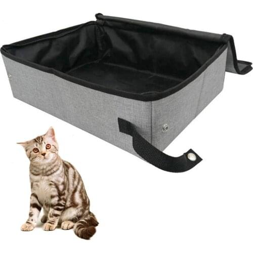 Portable Outdoor Camping Cat Litter Box Toilet with Cover Foldable Cat Litter Basin Easy Clean Waterproof Folding Oxford Soft