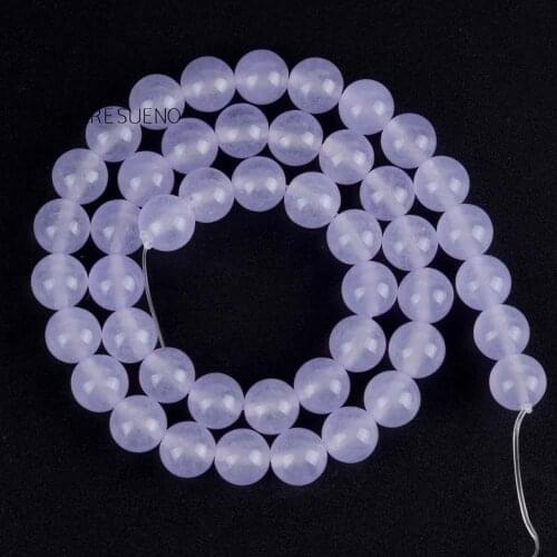Natural Light Purple Chalcedony Stone Beads For Jewelry Making DIY Round Loose Spacer Beads Bracelet Necklace 4/6/8/10/12mm 15