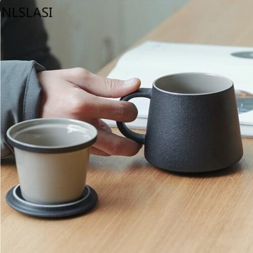 New ceramic filter mesh tea cup with lid Office mug Tea set teacup Travel portable tea set Household drinking utensils WSHYUFEI