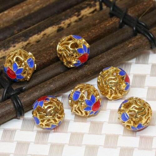 Wholesale price 14mm 10pcs round beads cloisonne accessories ball spacers diy women & men bracelets & necklace jewelry B2380