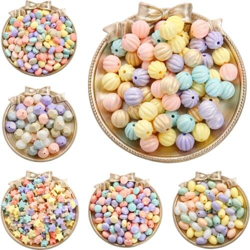 30g Mixed Candy Color Plastic Acrylic Round Heart Star Spacer Loose Beads For Jewelry Making DIY Earring Necklace Handicrafts