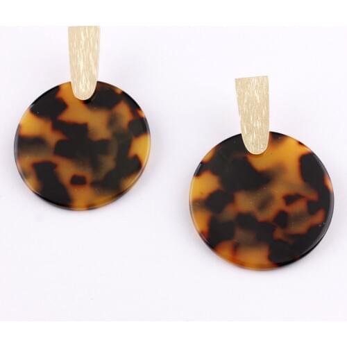 Polished Copper Bar Leopard Acetate Sheet Turtle Shell Tortoise Resin Geometry Oval Round Drops Statement Earrings for Women New