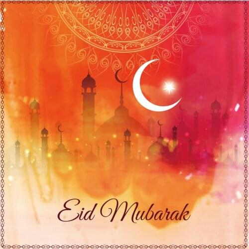 Laeacco Eid Mubarak Festival Decor Poster Moon Star Islamic Castle Photography Background Photographic Backdrop Photozone