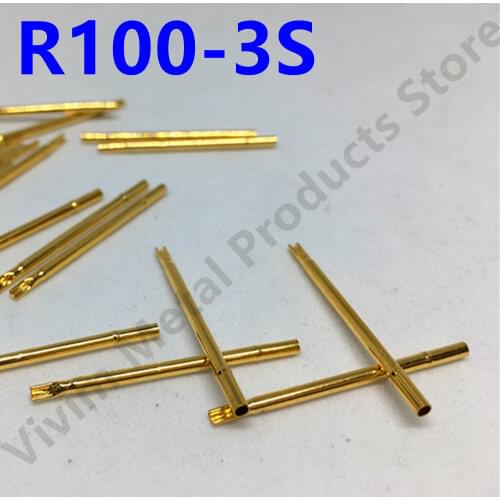 100 PCS R100-3S Round Double Tube Gold Plated Spring Test Probe Length 29.75mm Needle Tube Diameter 1.67mm Power Tool Receptacle