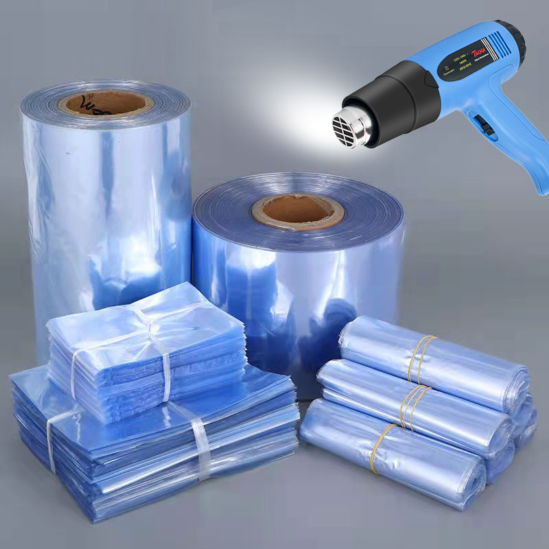 Pvc heat shrink bags/ Clear Membrane Plastic Cosmetic Packaging bags/ plastic shrinkable pouch