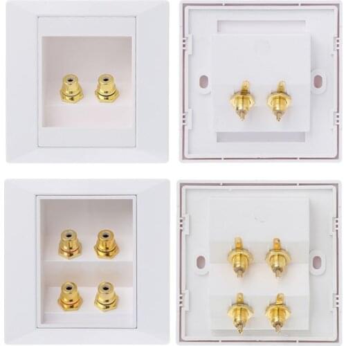 RCA Wall Socket Audio Panel Speaker Junction Box Lotus Power Outlet Drop Ship