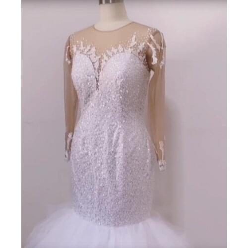 Sexy Mermaid Wedding Dress Custom Made Bridal Gown Ruffles Skirt