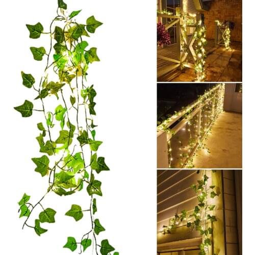 Solar Rattan Lights Outdoor Realistic Plants String Lights LED Decorative Lamp for Wedding Christmas Courtyard B1