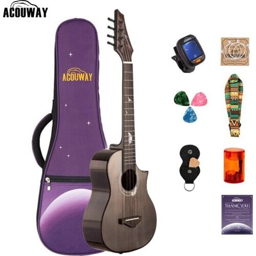 ACOUWAY YMT 26inch Tenor Ukulele Ukelele Hawaii guitar 2A Solid Mahogany top glossy finish Canada D'Addario string professina