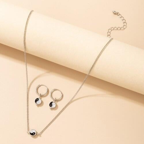 Tocona Punk Tai Chi Jewelry Set for Women Charms Geometric Dripping Oil Drop Earrings Chain Choker Party Jewelry брелок 18608