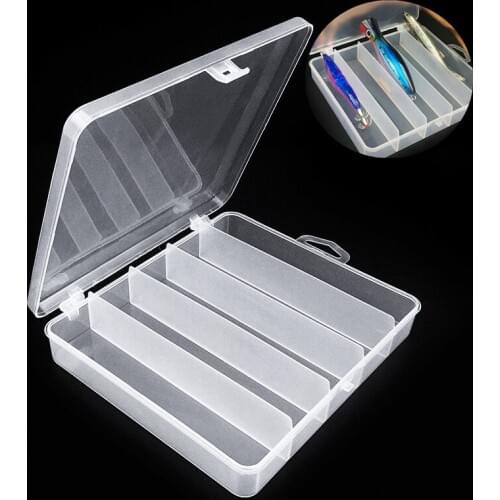 Convenient 18 x 15.5 x 3.5cm 5 Compartment Fishing Lure Box for Minnow Shrimp Bait Hard Lures Storage Fishing Tackle Box