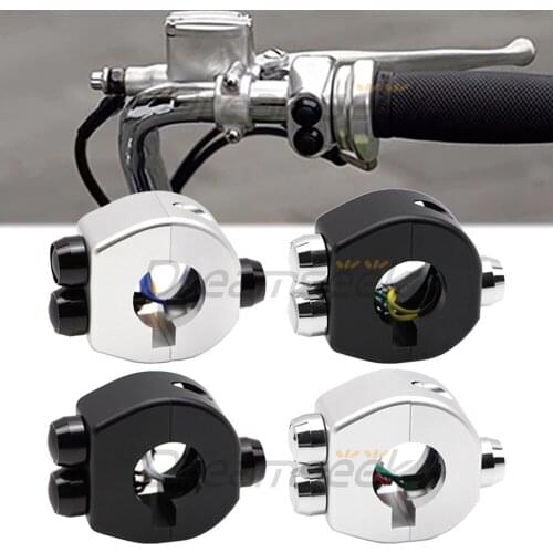 7/8" 22mm Motorcycle Universal Handlebar Mount Switch Self Latch & Momentary 3 Button Control Switches CNC Aluminum Alloy