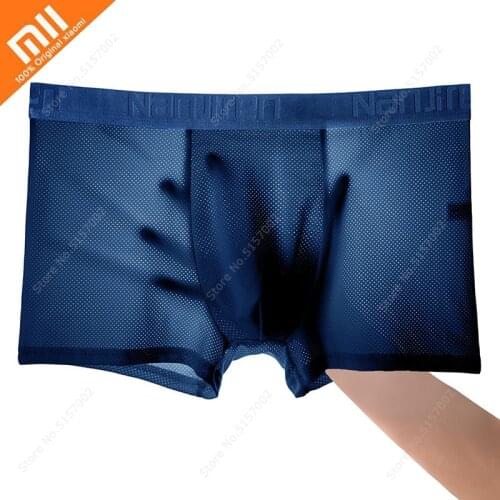 Xiaomi 4pcs Underwear Man Ice Network Mesh MenS Boxer Breathable Sexy Youth Boxer Bamboo Ventilate Shorts Mesh Thin Shorts