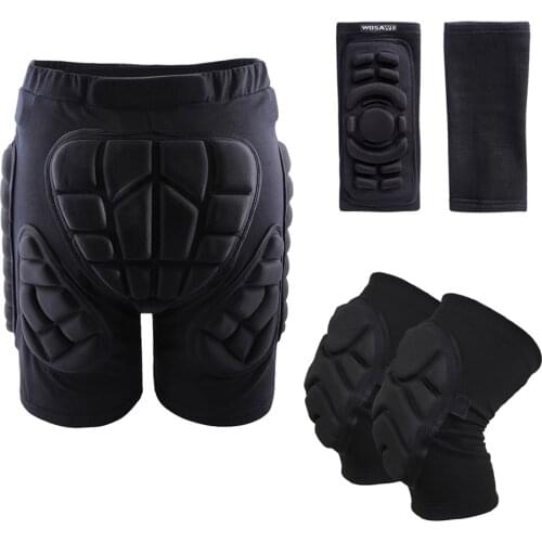 Skiing Skating Snowboarding Impact Protective Hip Pad Padded Shorts+Protective Knee Pads+Elbow Protector Protection