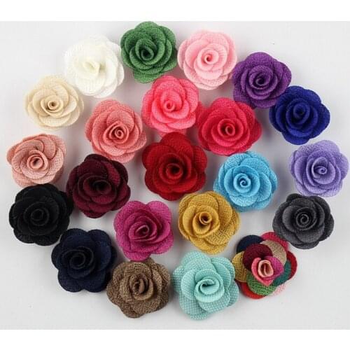1.5" Mini Burlap Flowers,Rolled Rosette Flower, Rosettes, DIY, Hair Accessories Girls Headbands 100pc/lot