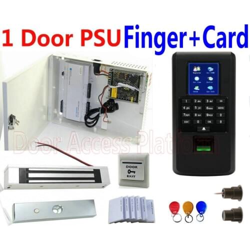 1 Door TFT LCD Color Fingerprint Biome readers+Electronic Magnetic Lock PSU Power Controller All-in-one Box+Fingerprint scanners