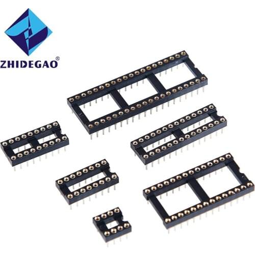 ZHIDEGAO 10PCS Round Hole IC socket Connector DIP 6 8 14 16 18 20 24 28 40 Pin Sockets DIP6 DIP8 DIP14 DIP16 DIP18 DIP20 Pins