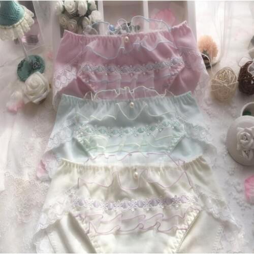 100% Real Photo Plus Size M L XL XXXL Lovely Cute Lolita Kawaii bouffancy Ruffle Cotton Princess Panties Underwear Brief WP424