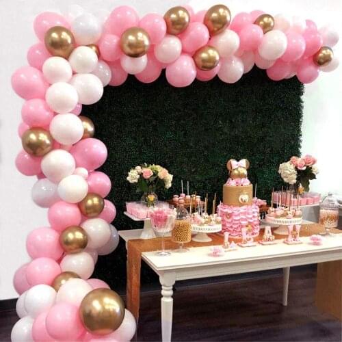 105pcs Pink White Gold Balloons Garland Baby Shower Bride Arch Kit with Strips Wedding Decoration Party Supplies