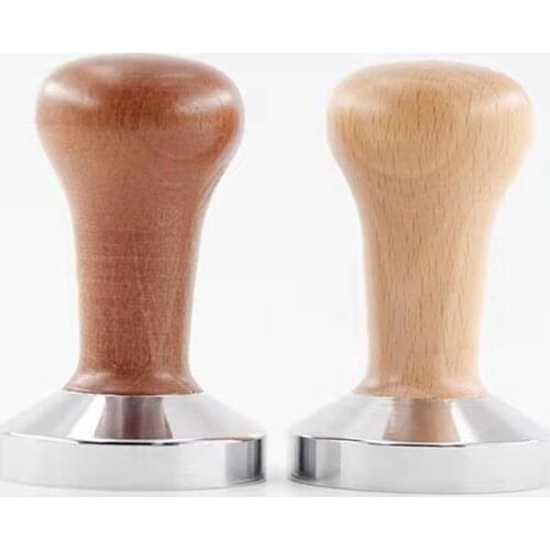 51mm 58mm Wooden Handle and Stainless Steel Bottom CoffeeTamper Powder Hammer