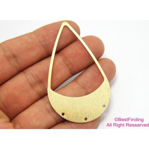 10pcs Brass pendant 59x35mm Textured drop Brass earrings findings pendant 3 holes -10pcs R414