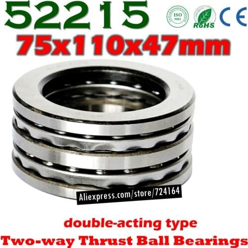 75x110x47 mm Two-way Thrust Ball Bearings 52215 Axial 52215M 38215 Plane 75*110*47 Free shipping Steel or brass cage Wholesale