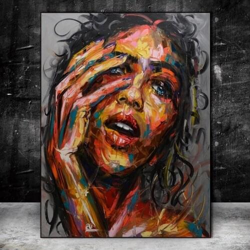 Abstract Woman Face Oil Paintings Print On Canvas Art Posters And Prints Modern Woman Wall Art Pictures For Living Room Cuadros