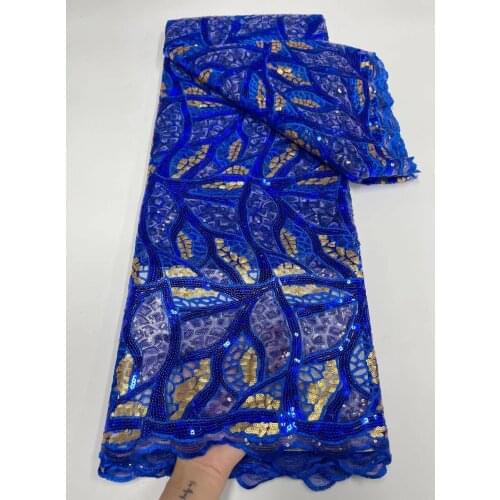 African Sequins Voile Lace Fabric 2021 High Quality Lace French Nigerian Embroidered Tulle Mesh Lace Fabrics For Wedding Party