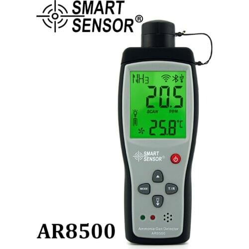 Smart Sensor NH3 Gas Analyzers Handheld Ammonia Gas Detector Meter Tester Monitor Range 0-100PPM Sound Light Alarm AR8500