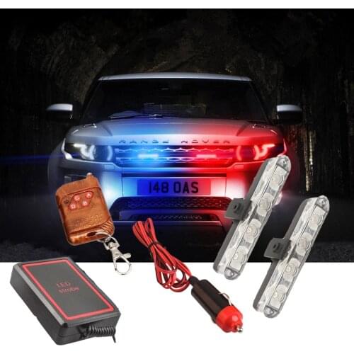 MZORANGE 12V 2X4LED Wireless Remote Ambulance Fso Police Light Controll Flasher Car Strobe Warning Emergency Cigarette lighter