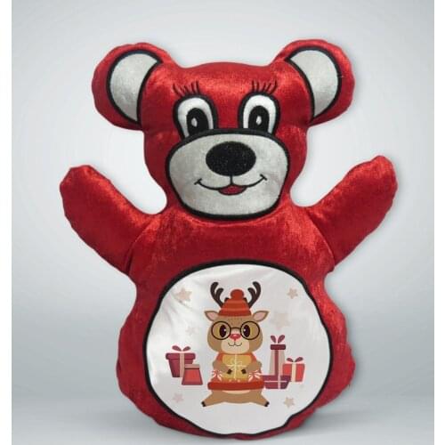 BK Gift Cute Deer Design Red Teddy Bear Yastık-2