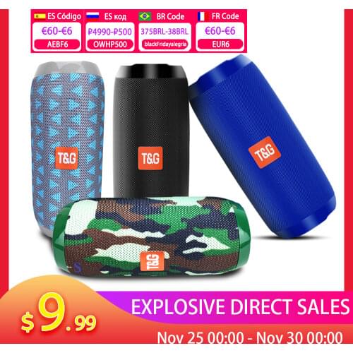 TG117 Bluetooth Speaker Outdoor Waterproof Portable Column Loudspeaker TF Card FM Radio Aux Input Wireless Box Speaker