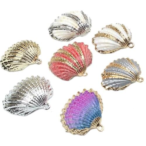 4 pcs/pack Conch Necklace Pendant Red Purple Blue Shell Gold Shell Chain Women Seashell Choker Accessories Jewelry Bohemian