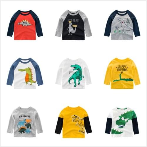 Kids T-shirts Boys Girls Winter Long Sleeve Dinosaur Tops Children Autumn Solid Cotton Sweatshirt 2 - 8 Years Boy Girl T Shirts