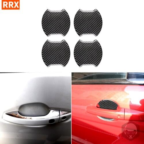 For Audi All Series Universal Carbon Fiber 4PCS Car Exterior Side Door Handle Scratch Protector Sticker Decoration Accessories