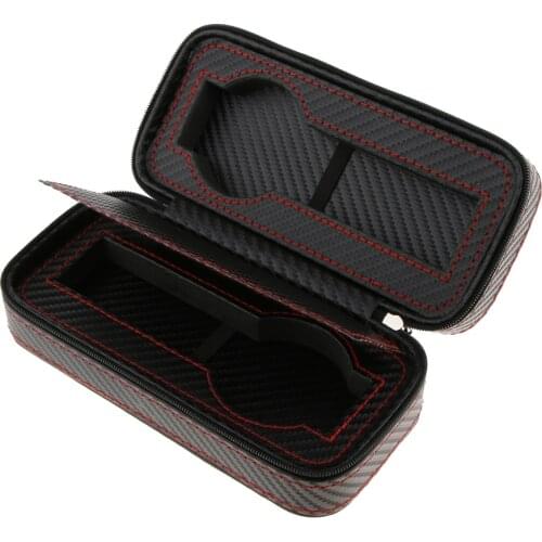 Men PU Leather Zippered Watch Case Storage Travel Organizer Collector Box