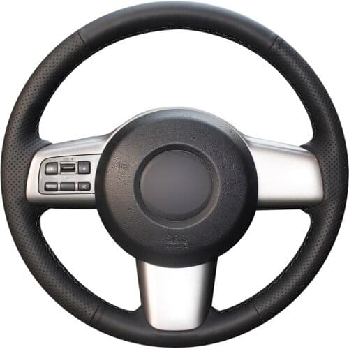 Hand-stitched Diy Black PU Artificial Leather Car Steering Wheel Cover for Mazda 2 2008 2009 2010 2011 2012 2013 2014