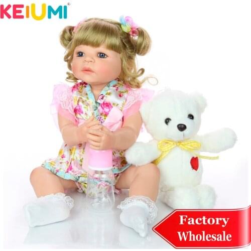 KEIUMI Special Boneca Reborn 55 Cm Full Silicone Vinyl Doll Gold Curls Reborn Baby Girl Doll DIY Playmates Toys For Children