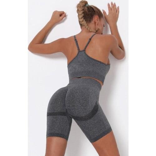 2 Piece Yoga Set High Waist Gym Set Workout Shorts Sets Sports Suit For Fitness Gym Clothing Sports Bra+Shorts Womens Tracksuit