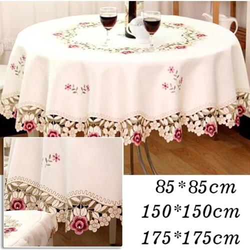 Rose Round Tablecloth Beige Embroidered Tablecloths Anti-fouling Appointments Weddings Home Kitchen Supplies Table Decoration