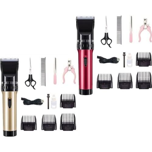Dog Clippers Low Noise Rechargeable Trimmer Cordless Pet Grooming Tool Professional Comb Guides Scissors