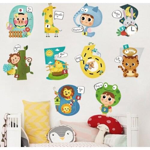 Cartoon Kawaii Animal Wall Stickers Home Decor for Kids Nursery Room Living Room Wall Decoration DIY Vinyl Wallpaper Art Decals