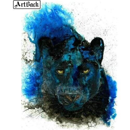 New watercolor 5d diy diamond painting leopard full square drill animal 3d diamond embroidery artwork diamond mosaic kit