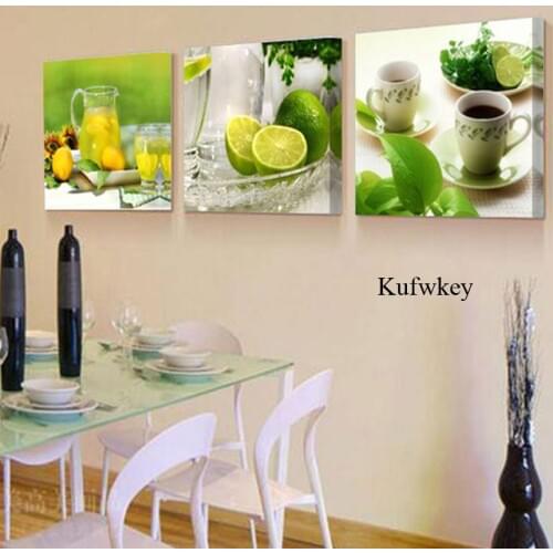 3 pcs set,DIY 5D Diamond Embroidery lemon,Kitchen painting of resin diamond,Needlework,Full Square Diamond Painting Home Decor