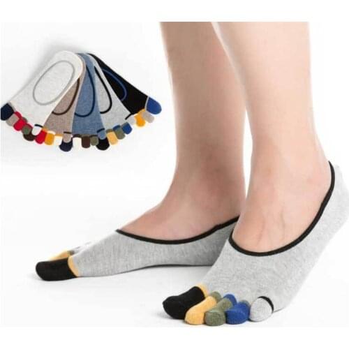 5Pairs Mens 5 Finger Short Socks Cotton Boat socks Mans and Male Fashion Nonslip Ankle Breathable Anti-skid Toe Socks