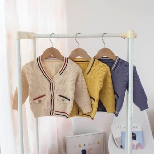 2021 Autumn Winter Childrens Sweater Boys' V-neck Cardigan