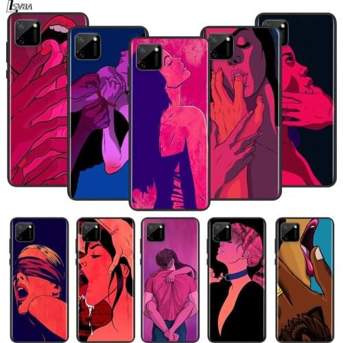 Sexy Lips Hot Girl For OPPO Realme 2 3 3i 5 5S 5i 6 6S 6i 7 7i Narzo 10 20 Pro Global Silicone Black Soft Phone Case