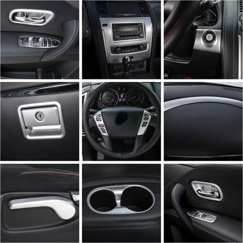 Silver item for Nissan PATROL Y62 2017-2020 Interior gear Water glass panel frame steering wheel Decorative accessorie