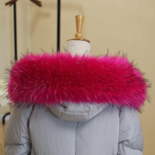 Faux Raccoon Fur Scarf Winter Hood Fur Decor Shawl Multicolor Fake Fur Scarf Winter Women Men Coat Warm Fur Collar