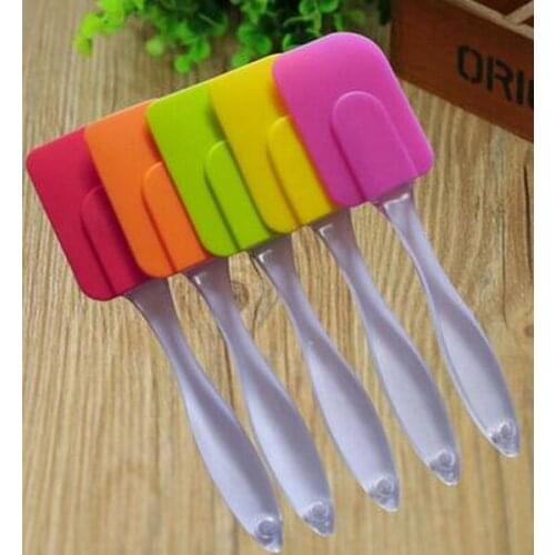 100pcs/lot, High Quality Large Size 23cm Transparent handle Kitchen Cake Scraper Premium Silicone Spatula Baking Bakeware Tool